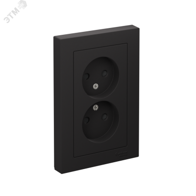 Розетка ATLASDESIGN двойная без заземления со шторками 16А в сборе карбон