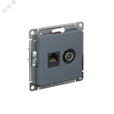 Розетка ATLASDESIGN двойная компьютерная+ТВ RJ45+TV категория 5E механизм грифель