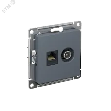 Розетка ATLASDESIGN двойная компьютерная+ТВ RJ45+TV категория 5E механизм грифель