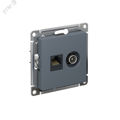 Розетка ATLASDESIGN двойная компьютерная+ТВ RJ45+TV категория 5E механизм грифель