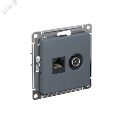 Розетка ATLASDESIGN двойная компьютерная+ТВ RJ45+TV категория 5E механизм грифель
