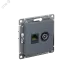 Розетка ATLASDESIGN двойная компьютерная+ТВ RJ45+TV категория 5E механизм грифель