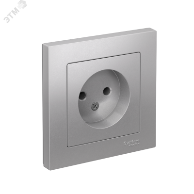 Розетка ATLASDESIGN без заземления 16А в сборе алюминий