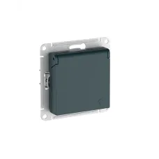 ATLASDESIGN РОЗЕТКА с заземлением со шторкой с крышкой, 16А, IP20, быстрозажимные клеммы, ИЗУМРУД