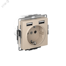 ATLASDESIGN РОЗЕТКА 16А c 2 USB A+A, 5В/2,4А, 2х5В/1,2А, механизм, ПЕСОЧНЫЙ