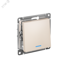 Переключатель одноклавишный ATLASDESIGN с подсветкой схема 6а 10АХ механизам бежевый