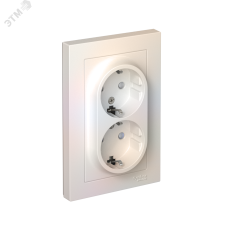 Розетка ATLASDESIGN двойная с заземлением со шторками 16А в сборе жемчуг