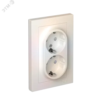 Розетка ATLASDESIGN двойная с заземлением со шторками 16А в сборе жемчуг