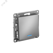 Переключатель одноклавишный ATLASDESIGN с подсветкой схема 6а 10АХ механизам сталь