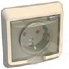 ЭТЮД IP44 С/У РОЗЕТКА с заземлением со штороками 16А 250B. КРЕМОВЫЙ. Россия
