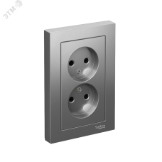 Розетка ATLASDESIGN двойная без заземления 16А в сборе сталь