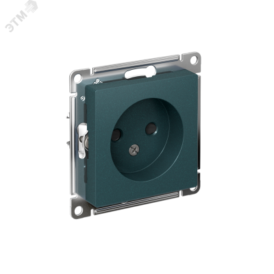 Розетка ATLASDESIGN без заземления со шторками 16А механизм изумруд