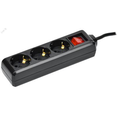 Удлинитель У03К 3 места с заземлением 3м 3х1мм2 16А 250В черный