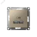 Розетка ATLASDESIGN USB 5В 1 порт x 2,1 А 2 порта х 1,05 А механизм шампань