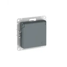 ATLASDESIGN РОЗЕТКА с заземл. со шторк. с крышкой,16А,IP20,мех., быстрозажимные клеммы, ГРИФЕЛЬ