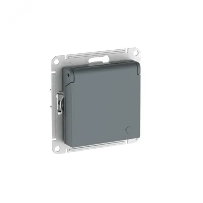 ATLASDESIGN РОЗЕТКА с заземл. со шторк. с крышкой,16А,IP20,мех., быстрозажимные клеммы, ГРИФЕЛЬ