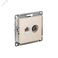 Розетка ATLASDESIGN двойная компьютерная+ТВ RJ45+TV категория 5E механизм бежевый