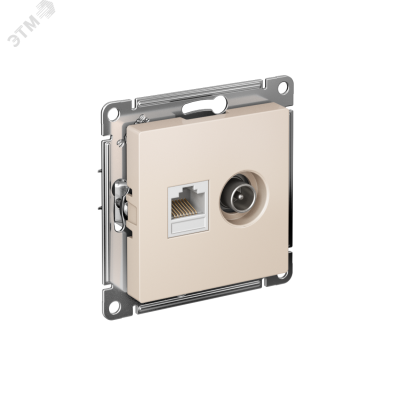 Розетка ATLASDESIGN двойная компьютерная+ТВ RJ45+TV категория 5E механизм бежевый