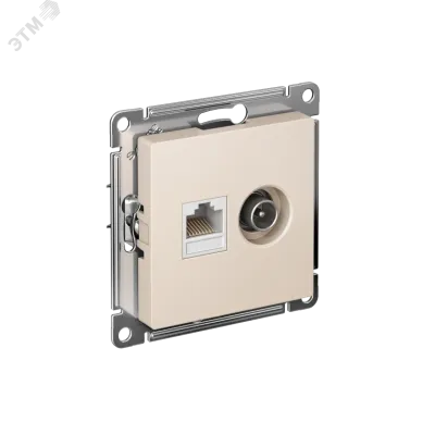 Розетка ATLASDESIGN двойная компьютерная+ТВ RJ45+TV категория 5E механизм бежевый