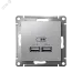 Розетка ATLASDESIGN USB 5В 1 порт x 2,1 А 2 порта х 1,05 А,механизм алюминий