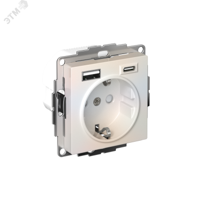 ATLASDESIGN РОЗЕТКА 16А c 2 USB A+C, 5В/2,4А/3,0А, 2х5В/1,5А, механизм, ЖЕМЧУГ