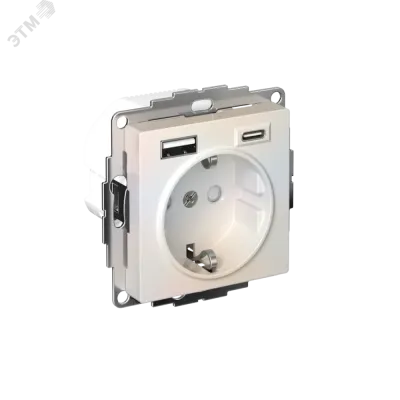 ATLASDESIGN РОЗЕТКА 16А c 2 USB A+C, 5В/2,4А/3,0А, 2х5В/1,5А, механизм, ЖЕМЧУГ