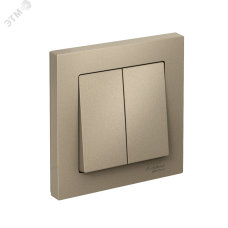 Выключатель двухклавишный ATLASDESIGN схема 5 10АХ в сборе шампань