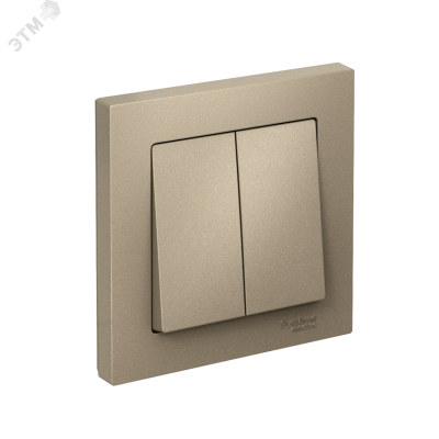 Выключатель двухклавишный ATLASDESIGN схема 5 10АХ в сборе шампань