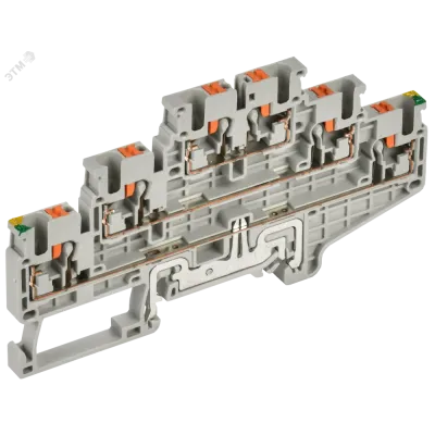 ARMAFIX Клемма пружинная Push-in CP-ML-PEN 3 ур. земля-низ 2,5мм2 серая IEK
