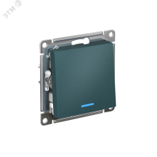 ATLASDESIGN 1-клавишный ПЕРЕКЛЮЧАТЕЛЬ с подсветкой, сх.6а, 10АХ, быстрозажимные клеммы, ИЗУМРУД