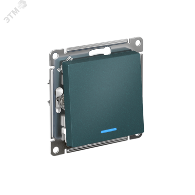 Переключатель одноклавишный ATLASDESIGN с подсветкой схема 6а 10АХ механизам изумруд