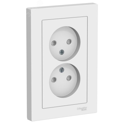 ATLASDESIGN РОЗЕТКА двойная без заземления со шторками,16А, в сборе, ЛОТОС