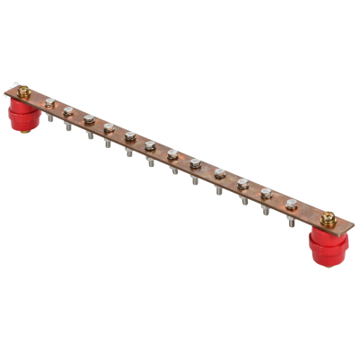 Шина заземляющая главная 483х25х3мм на 12 подключений медь IEK