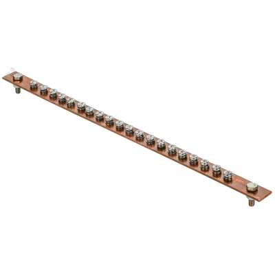 Шина заземляющая главная 483х25х3мм на 20 подключений без изоляторов медь IEK