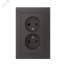 ATLASDESIGN РОЗЕТКА двойная без заземления,16А, в сборе, БАЗАЛЬТ