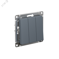 Выключатель трехклавишный ATLASDESIGN схема 1+1+1 10АХ механизм грифель